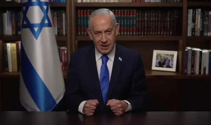 Irael,Netanyahu, FOTOGRAFÍA. JERUSALÉN (ISRAEL), 28 DE FEBRERO DE 2026. Israel anuncia condiciones para liberar al pueblo iraní. El primer ministro de Israel, "Bibi" Benjamín Netanyahu, registrado este sábado durante una declaración institucional sobre una ofensiva militar conjunta con EEUU contra el nuclear iraní en Irán. Lasvocesdelpueblo (Ñ Pueblo)