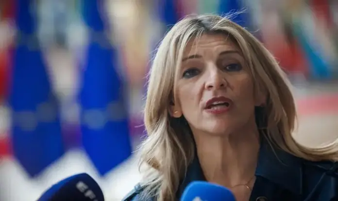 FOTOGRAFÍA. MADRID (ESPAÑA), AÑO 2026. Yolanda Díaz comunica su renuncia a las elecciones de 2027. Detalle de una imagen de la vicepresidente y ministra de Trabajo del Gobierno de España, militante del Partido Comunista de España (PCE) y exlíder de la coalición de las ultraizquierda SUMAR, Yolanda Díaz Pérez. Efe