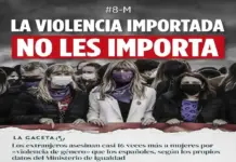 FOTOGRAFÍA. MADRID (ESPAÑA), 06 DE MARZO DE 2026. VOX denuncia la violencia importada contra la mujer ante 8M. Este 8 de marzo, Día Internacional de la Mujer, VOX ha presentado una campaña bajo el lema "La violencia importada no les importa", para criticar las políticas del Gobierno en materia de violencia contra la mujer y política migratoria. Lasvocesdelpueblo (Ñ Pueblo)