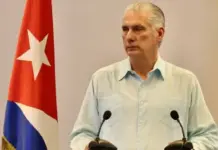 FOTOGRAFÍA. LA HABANA (CUBA), 13 DE MARZO DE 2026. Comparecencia del líder de la dictadura comunista Cuba, primer secretario del Comité Central del Partido Comunista de Cuba y Presidente de la República de Cuba, Miguel Mario Díaz-Canel Bermúdez; ante la prensa del régimen totalitario socialista, sobre la actualidad nacional e internacional, en el llamado "Palacio de la Revolución", este viernes 13 de marzo de 2026. Lasvocesdelpueblo (Ñ Pueblo)