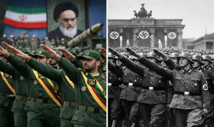 COMBO DE FOTOGRAFÍAS. JERUSALÉN (ISRAEL), 13 DE ABRIL DE 2026. La historia recordará la derrota del mayor régimen de terror (ayatolá) no el precio del petróleo. En la izquierda de la imagen, el nazismo islamofascista y socialista del siglo XXI que es el mayor régimen de terror y maldad de la Republica Islámica de Irán de los Ayatolás ISIS; y en la derecha, el mayor régimen de terror y de maldad del siglo XXI, que es el régimen socialista de la Alemania nazi de Adolf Hitler, ambos con el mismo objetivo: exterminar a los seres humanos fieles del judaísmo: los judíos en cualquier sitio en el mundo. Amichai Chikli/Lasvocesdelpueblo (Ñ Pueblo)