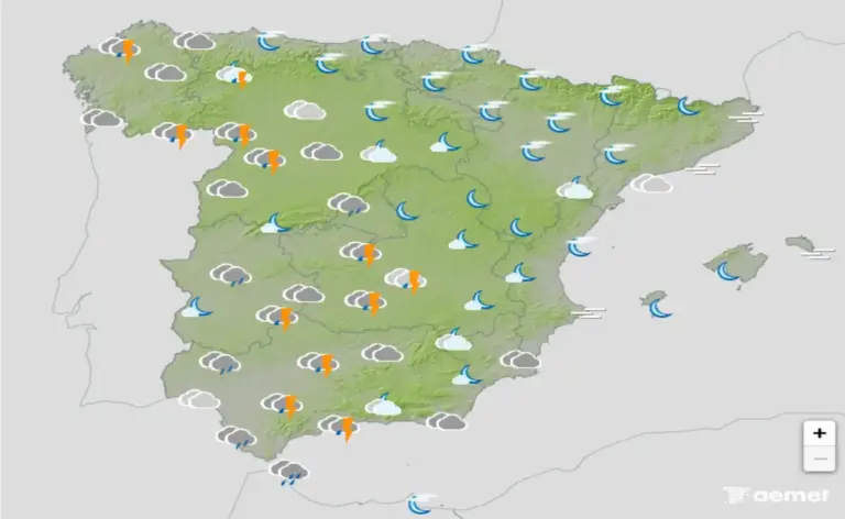 FOTOGRAFÍA. BARCELONA (CATALUÑA) ESPAÑA, 08 DE ABRIL DE 2026. Lluvias con cielos cubiertos y descenso de temperaturas el miércoles. Infograma de la Agencia Estatal de Meteorología (Aemet) sobre las previsiones meteorológicas para miércoles 08 de abril de 2026 en toda España. Lasvocesdelpueblo (Ñ Pueblo)