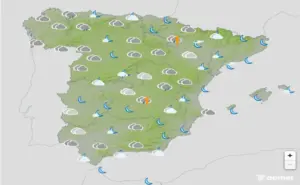FOTOGRAFÍA. BARCELONA (CATALUÑA) ESPAÑA, 30 DE ABRIL DE 2026. Estabilización en la Península con algún chubasco tormentoso el jueves. Infograma de la Agencia Estatal de Meteorología (Aemet) sobre las previsiones meteorológicas para jueves 30 de abril de 2026 en toda España. Lasvocesdelpueblo (Ñ Pueblo)