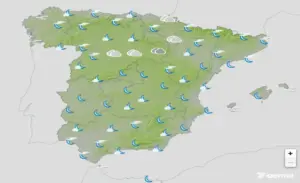 FOTOGRAFÍA. BARCELONA (CATALUÑA) ESPAÑA, 20 DE ABRIL DE 2026. Inestabilidad en el norte y nordeste este lunes en España. Infograma de la Agencia Estatal de Meteorología (Aemet) sobre las previsiones meteorológicas para lunes 20 de abril de 2026 en toda España. Lasvocesdelpueblo (Ñ Pueblo)