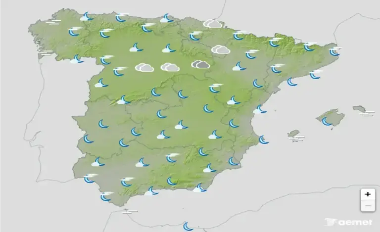 FOTOGRAFÍA. BARCELONA (CATALUÑA) ESPAÑA, 20 DE ABRIL DE 2026. Inestabilidad en el norte y nordeste este lunes en España. Infograma de la Agencia Estatal de Meteorología (Aemet) sobre las previsiones meteorológicas para lunes 20 de abril de 2026 en toda España. Lasvocesdelpueblo (Ñ Pueblo)