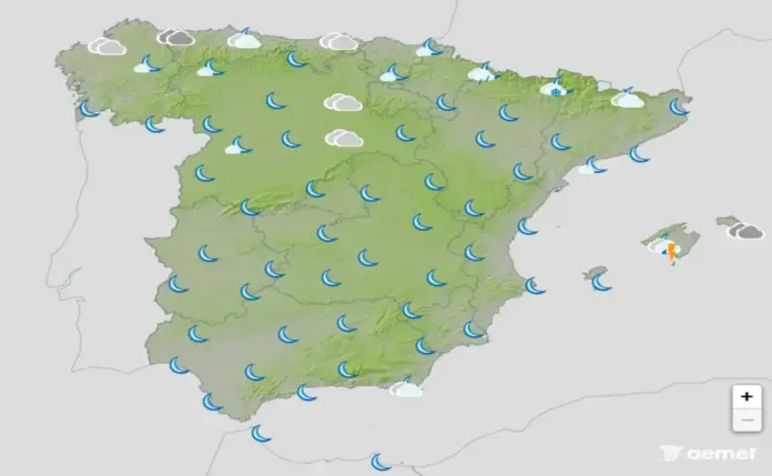FOTOGRAFÍA. BARCELONA (CATALUÑA) ESPAÑA, 15 DE MAYO DE 2026. Sábado de cielos nubosos en el norte y despejados en el resto de España. Infograma de la Agencia Estatal de Meteorología (Aemet) sobre las previsiones meteorológicas para sábado 16 de mayo de 2026 en toda España. Lasvocesdelpueblo (Ñ Pueblo). 