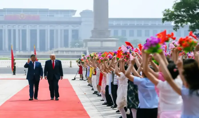 Trump, Xi, China, Pekín, Consenso Trump y Xi sobre estabilidad y confianza de empresas y consumidores (1) FOTOGRAFÍA. PEKÍN (CHINA), 07 DE MAYO DE 2026. Consenso Trump y Xi sobre estabilidad y confianza de empresas y consumidores. El presidente de los Estados Unidos de América (EEUU), Donald John Trump, participa en una ceremonia de bienvenida y una reunión bilateral con el presidente de la República Popular China, Xi Jinping, en Pekín (China). Casa Blanca/Lasvocesdelpueblo (Ñ Pueblo)