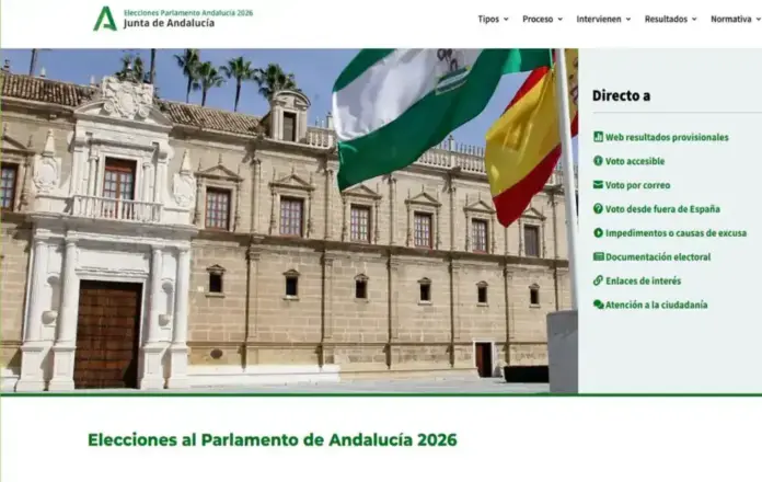 elecciones andaluzas 2026, elecciones Andalucía, 17M Elecciones Andalucía 2026, colegio electoral (1) FOTOGRAFÍA. SEVILLA (ANDALUCÍA) ESPAÑA, 17 DE MAYO DE 2026. 27 partidos y 3 coaliciones se disputan 109 escaños en Andalucía hoy 17M. Detalle de la portada de la página web de seguimiento de la jornada electoral del 17M Elecciones Andalucía 2026. La Comunidad Autónoma de Andalucía celebra este domingo sus decimoterceras elecciones autonómicas, en las que podrán votar un total de 6.812.861 andaluces, lo que supone un incremento del 2,58 % con respecto al censo de los últimos comicios celebrados en junio de 2022. Lasvocesdelpueblo (Ñ Pueblo)