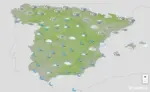 FOTOGRAFÍA. BARCELONA (CATALUÑA) ESPAÑA, 14 DE MAYO DE 2026. Precipitaciones en el Cantábrico y chubascos y tormentas en Gerona el viernes. Infograma de la Agencia Estatal de Meteorología (Aemet) sobre las previsiones meteorológicas para viernes 15 de mayo de 2026 en toda España. Lasvocesdelpueblo (Ñ Pueblo). 