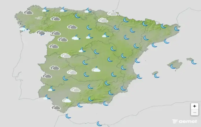 FOTOGRAFÍA. BARCELONA (CATALUÑA) ESPAÑA, 12 DE MAYO DE 2026. Martes de inestabilidad con chubascos, tormentas y vientos fuertes. Infograma de la Agencia Estatal de Meteorología (Aemet) sobre las previsiones meteorológicas para martes 12 de mayo de 2026 en toda España. Lasvocesdelpueblo (Ñ Pueblo). 