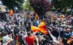 JAÉN (ANDALUCÍA) ESPAÑA, 01 DE MAYO DE 2026. El candidato de VOX a la Presidencia de la Junta de Andalucía, Manuel Gavira Florentino; el presidente de VOX y Patriots of Europe, Santiago Abascal Conde; y el secretario general del sindicato para la Defensa de los Trabajadores de España SOLIDARIDAD, Jordi Albert de la Fuente Miró (Jordi de la Fuente), participan este viernes en el primer acto público de campaña electoral del 17M Elecciones Andalucía 2026 en jaén, coincidiendo con el 1 de Mayo (Día Internacional de los Trabajadores). Lasvocesdlepueblo (Ñ Pueblo)