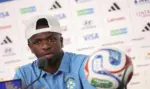 FOTOGRAFÍA. EAST RUTHERFORD (NUEVA JERSEY) ESTADOS UNIDOS DE AMÉRICA, 12 DE JUNIO DE 2026. 5 claves Día 3 Mundial 2026: Haití regresa 52 años después, Brasil sin o con Neymar. El futbolista brasileño Vinícius José Paixão de Oliveira Júnior "Vinicius Jr", durante la rueda de prensa previa al choque contra Marruecos, en East Rutherford, en el Estado de Nueva Jersey, Estados Unidos de América, EEUU. Efe