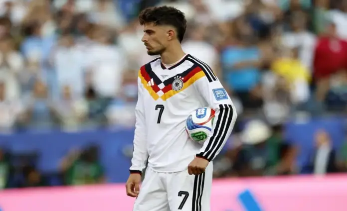 FOTOGRAFÍA. FOXBOROUGH (ESTADO DE MASSACHUSETTS) ESTADOS UNIDOS DE AMÉRICA, EEUU, 29 DE JUNIO DE 2026. Si quedas eliminado contra Paraguay es que algo va mal en nosotros. Kai Havertz, jugador de Alemania, tras la eliminación sufrida ante Paraguay. Efe