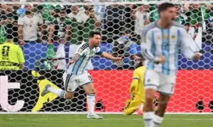 FOTOGRAFÍA. KANSAS CITY (ESTADOS UNIDOS DE AMÉRICA, EEUU), 16 DE JUNIO DE 2026.. Messi sella la victoria de Argentina con un triplete. Lionel Messi selló este martes la victoria de Argentina en la edición 23 del Mundial con un triplete que lo encumbra con 16 como máximo goleador de todas las copas al lado del alemán Miroslav Klose. Efe