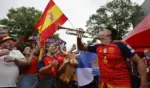 FOTOGRAFÍA. ATLANTA (ESTADO DE GEORGIA) ESTADOS UNIDOS DE AMÉRICA, EEUU, 21 DE JUNIO DE 2026. El bombo de Manolo suena en manos de David Cebollada y Sete Fernández. El trompetista Sete Fernández anima a la selección española antes del inicio del partido del Mundial 2026 entre España y Arabia Saudí, este domingo en Atlanta. Efe