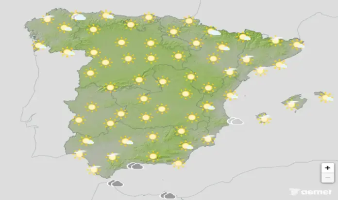 España, mapa España, el tiempo, Aumento de temperaturas en la Península y alisio fuerte en Canarias hoy domingo FOTOGRAFÍA. BARCELONA (CATALUÑA) ESPAÑA, 07 DE JUNIO DE 2026. Aumento de temperaturas en la Península y alisio fuerte en Canarias hoy domingo. Infograma de la Agencia Estatal de Meteorología (Aemet) sobre las previsiones meteorológicas para domingo 7 de junio de 2026 en toda España. Lasvocesdelpueblo (Ñ Pueblo).
