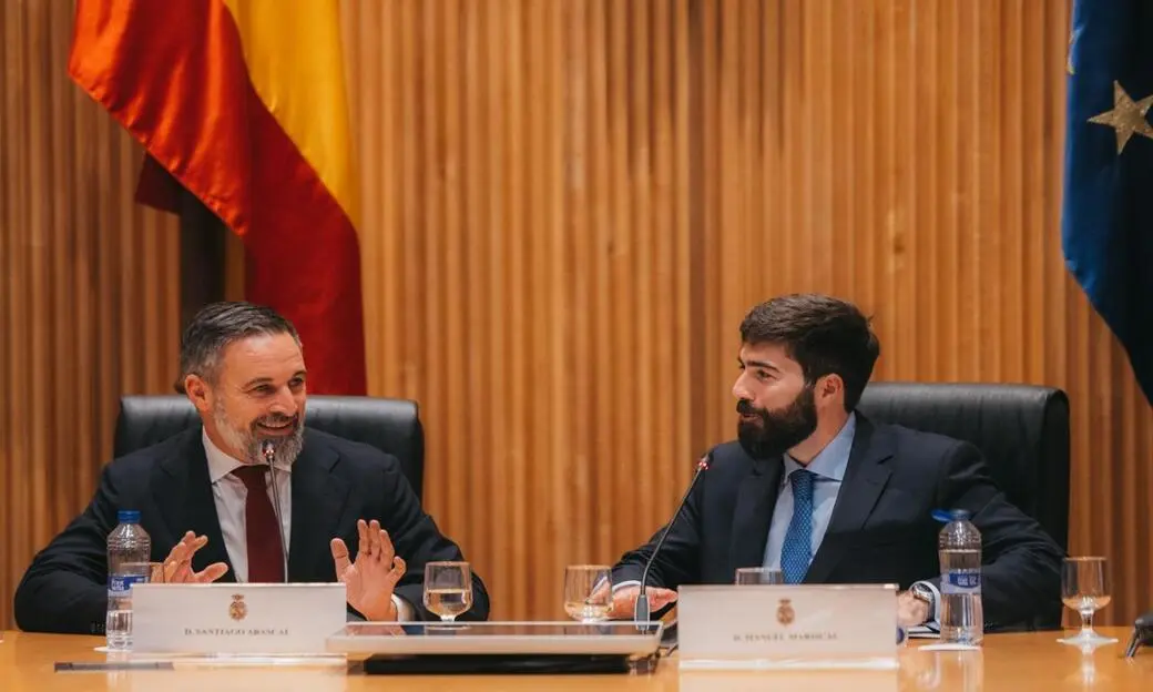 FOTOGRAFÍA. MADRID (ESPAÑA), 01 DE JUNIO DE 2026. El presidente de VOX, Santiago Abascal Conde, ha clausurado este lunes "Las II Jornadas de Libertad de Expresión", organizadas por VOX en el Congreso de los Diputados, donde se han congregado más de doscientas personas. Lasvocesdelpueblo (Ñ Pueblo)