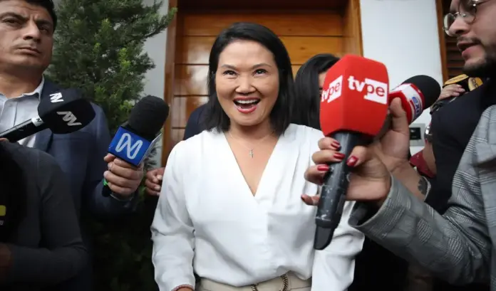 Keiko Sofía Fujimori Higuchi, próxima presidente de Perú FOTOGRAFÍA. LIMA (PERÚ), 10 DE JUNIO DE 2026. Keiko Sofía Fujimori Higuchi, próxima presidente de Perú. En la imagen, Keiko Sofía Fujimori Higuchi (Keiko Fujimori) es una política peruana, de ascendencia japonesa, líder del partido patriota de Perú "Fuerza Popular (FP)" y candidata a la Presidencia de Perú en las elecciones de este año 2026, registrada este miércoles en rueda de prensa. Efe