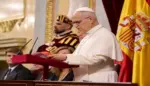 FOTOGRAFÍA. MADRID (ESPAÑA), 08 DE JUNIO DE 2026. En la tercera jornada de su visita apostólica a España, el Papa León XIV (Robert Francis Prevost) ha sido recibido por la presidente del Congreso de los Diputados y miembro del Partido Socialista (PSOE), Francesca Lluc Armengol Socías (Francina Armengol); el presidente del Senado y miembro del Partido Popular (PP), Pedro Manuel Rollán Ojeda (Pedro Rollán); el presidente del Gobierno de España y secretario general del PSOE, Pedro Sánchez Pérez-Castejón; el líder opositor español, presidente de VOX y Patriots of Europe, Santiago Abascal Conde; el presidente del Partido Popular (PP), Alberto Núñez Feijóo; el portavoz del Grupo Parlamentario de Esquerra Republicana de Catalunya (ERC), Juan Gabriel Rufián Romero (Gabriel Rufián); la portavoz del Grupo Parlamentario de Junts per Catalunya, Míriam Nogueras Camero; la portavoz del Grupo Parlamentario de Euskal Herria Bildu (EH Bildu), Mertxe Aizpurua Arzallus; y otras autoridades del Estado. Estuvieron presentes los expresidentes de Gobierno de España, Felipe González Márquez (PSOE), José María Aznar López (PP); y Mariano Rajoy Brey (PP). Lasvocesdelpueblo (Ñ Pueblo)