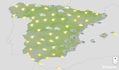 FOTOGRAFÍA. BARCELONA (CATALUÑA) ESPAÑA, 05 DE JUNIO DE 2026. Lluvias en Cataluña, Comunidad Valenciana, Murcia y Baleares hoy viernes. Infograma de la Agencia Estatal de Meteorología (Aemet) sobre las previsiones meteorológicas para viernes 4 de junio de 2026 en toda España. Lasvocesdelpueblo (Ñ Pueblo). 