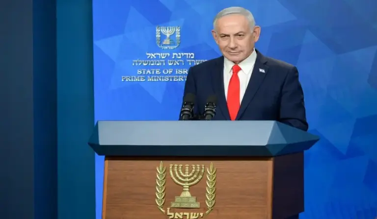 FOTOGRAFÍA. JERUSALÉN (ISRAEL), 15 DE JUNIO DE 2026. Netanyahu: La lucha no ha terminado, aseguraremos la eternidad de Israel. El primer ministro de Israel, "Bibi" Benjamin Netanyahu, registrado en una conferencia de prensa esta noche en Jerusalén. Lasvocesdelpueblo (Ñ Pueblo)