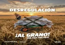 FOTOGRAFÍA. MADRID (ESPAÑA), 27 DE JUNIO DE 2026. Los destacados dirigentes de VOX: el presidente de VOX, Santiago Abascal Conde; el secretario general de VOX, Ignacio Garriga Vaz de Conceiçao; el portavoz nacional de Economía, Energía y Desregulación, José María Figaredo Álvarez-Sala (José María Figaredo); el vicepresidente del Gobierno autonómico de Aragón, Alejandro Nolasco Asensio; el vicepresidente del Gobierno d ela Junta de Castilla y León, Carlos Pollán Fernández; y el vicepresidente del Gobierno de la Junta de Extremadura, Óscar Fernández Calle; han presentado este sábado el llamado "Programa de Desregulación ¡Al Grano! Una Vida Más Fácil de VOX" durante un multitudinario acto público de clausura de la Asamblea General Ordinaria de VOX 2026 en el Auditorio Mutua Madrileña de Madrid, capital de España. Lasvocesdelpueblo (Ñ Pueblo)