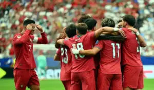 FOTOGRAFÍA. HOUSTON (ESTADO DE TEXAS) ESTADOS UNIDOS DE AMÉRICA, EEUU, 23 DE JUNIO DE 2026. Victoria de Portugal ante Uzbekistán 5-0. Jugadores de Portugal celebran tras marcar el 2-0 durante el partido de la fase de grupos de la Copa Mundial de la FIFA 2026. Efe