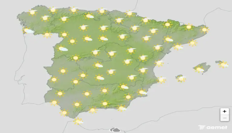 FOTOGRAFÍA. BARCELONA (CATALUÑA) ESPAÑA, 13 DE JUNIO DE 2026. Vuelve el calor este sábado con viento moderado en España. Infograma de la Agencia Estatal de Meteorología (Aemet) sobre las previsiones meteorológicas para sábado 13 de junio de 2026 en toda España. Lasvocesdelpueblo (Ñ Pueblo). 