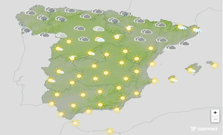 FOTOGRAFÍA. BARCELONA (CATALUÑA) ESPAÑA, 04 DE JUNIO DE 2026. Chubascos y tormentas fuertes con temperaturas de 35 grados hoy jueves. Infograma de la Agencia Estatal de Meteorología (Aemet) sobre las previsiones meteorológicas para jueves 4 de junio de 2026 en toda España. Lasvocesdelpueblo (Ñ Pueblo). 