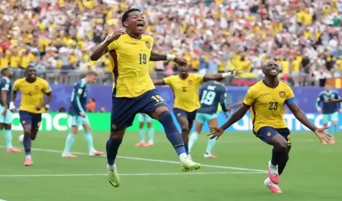 FOTOGRAFÍA. EAST RUTHERFOR (ESTADO DE NUEVA JERSEY) ESTADOS UNIDOS DE AMÉRICA, EEUU, 25 DE JUNIO DE 2026. Victoria histórica y billete a dieciseisavos de Ecuador ante Alemania 2-1. Gonzalo Plata de Ecuador celebra un gol en un partido del grupo E del Mundial de la FIFA 2026. Efe