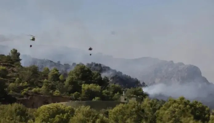 Calcinadas más de 45.000 hectáreas en las provincias de Madrid y Ávila FOTOGRAFÍA. LA VALL D'UIXÒ (CASTELLÓN) COMUNIDAD VALENCIANA (ESPAÑA), 25 DE JULIO DE 2026. Calcinadas más de 45.000 hectáreas en las provincias de Madrid y Ávila. Vista del incendio de La Vall d'Uixò (Castellón), en la Comunidad Valenciana, España, este sábado. Efe