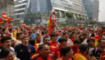 FOTOGRAFÍA. NUEVA YORK (ESTADOS UNIDOS DE AMÉRICA, EEUU, 18 DE JULIO DE 2026. España-Argentina: La pasión desatada en rincones españoles y argentinos. Aficionados de la selección de España se reúnen a un día de la final del Mundial de la FIFA 2026 ante Argentina en Nueva York (Estados Unidos de América, EEUU). Efe