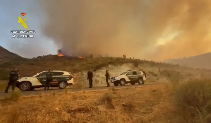 Incendio Los Gallardos, ampliado el perímetro ante frentes muy activos FOTOGRAFÍA. LOS GALLARDOS (ALMERÍA) ANDALUCÍA (ESPAÑA), 11 DE JULIO DE 2026. Incendio Los Gallardos, ampliado el perímetro ante frentes muy activos. Varios profesionales de la Guardia Civil vigilando el avance del incendio forestal en Los Gallardos, provincia de Almería, Andalucía, España. Guardia Civil/Efe