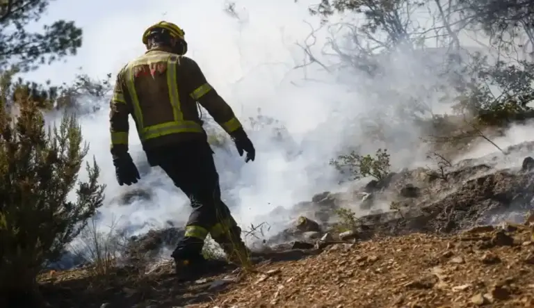 FOTOGRAFÍA. GAVÁ (COMARCA DEL BAJO LLOBREGAT) BARCELONA (CATALUÑA) ESPAÑA, 08 DE JULIO DE 2026. Incendios en Cataluña: con alta intensidad en Aiguamúrcia, Gavà y Navarcles. Bomberos actúan ante el incendio originado este miércoles en Gavà (Barcelona). Efe