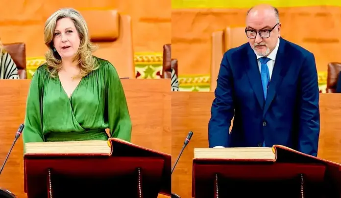 Beatriz Sánchez , Ricardo López Olea FOTOGRAFÍA. SEVILLA (ESPAÑA), 27 DE AGOSTO DE 2026. La diputada de VOX por Granada en el Parlamento de Andalucía, Beatriz Sánchez Agustino (i); junto a su compañero también diputado regional andaluz por la provincia de Granada Ricardo López Olea (d). Lasvocesdelpueblo (Ñ Pueblo)