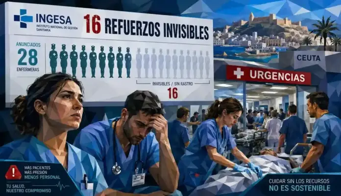 Ceuta Enfermería reclama explicaciones al INGESA sobre el destino del refuerzo FOTOGRAFÍA. CEUTA (ESPAÑA), 28 DE AGOSTO DE 2026. El Colegio Oficial de Enfermería de Ceuta ha reclamado explicaciones públicas al INGESA sobre el destino de parte del personal sanitario de refuerzo anunciado por el Ministerio de Sanidad para hacer frente a la actual presión asistencial en la ciudad. Lasvocesdelpueblo (Ñ Pueblo)