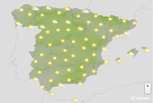 FOTOGRAFÍA. BARCELONA (CATALUÑA) ESPAÑA, 18 DE AGOSTO DE 2026. Martes, temperaturas elevadas en Galicia, centro y sur peninsular, Baleares y valle del Ebro. Infograma de la Agencia Estatal de Meteorología (Aemet) sobre las previsiones meteorológicas para este martes 18 de agosto de 2026 en toda España. Lasvocesdelpueblo (Ñ Pueblo).