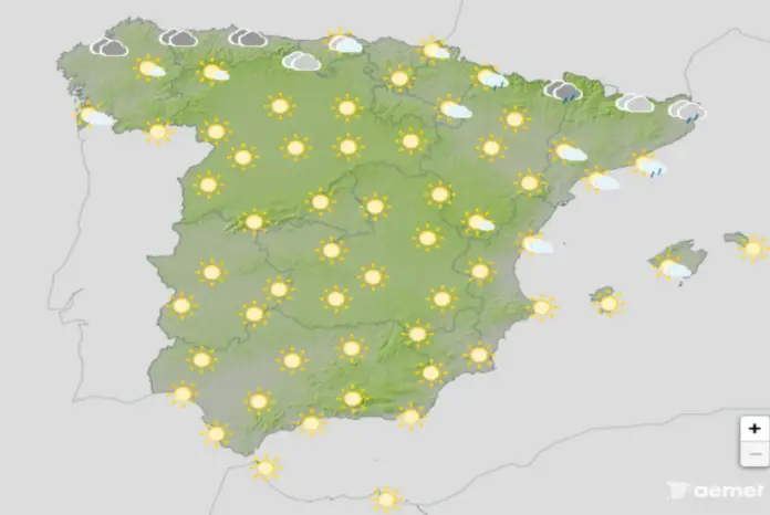 Martes, temperaturas muy altas en Canarias y altas en Baleares, Alborán y tercio este peninsular FOTOGRAFÍA. BARCELONA (CATALUÑA) ESPAÑA, 04 DE AGOSTO DE 2026. Martes, temperaturas muy altas en Canarias y altas en Baleares, Alborán y tercio este peninsular. Infograma de la Agencia Estatal de Meteorología (Aemet) sobre las previsiones meteorológicas para este martes 04 de agosto de 2026 en toda España. Lasvocesdelpueblo (Ñ Pueblo).