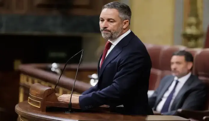 Ceuta Discurso íntegro de Abascal El presidente Sánchez es un traidor FOTOGRAFÍA. MADRID (ESPAÑA), 03 DE SEPTIEMBRE DE 2026. El presidente de VOX, Santiago Abascal Conde, registrado durante su intervención en la comparecencia del presidente del Gobierno de España y secretario general del Partido Socialista (PSOE), Pedro Sánchez Pérez-Castejón, sobre la invasión marroquí de Ceuta. Lasvocesdelpueblo (Ñ Pueblo)