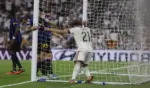 FOTOGRAFÍA. MADRID (ESPAÑA), 08 DE SEPTIEMBRE DE 2026. El centrocampista del Real Madrid, Brahim Díaz, durante el encuentro correspondiente a la Liga de Campeones que disputan Real Madrid e Inter de Milán, este martes en el estadio Santiago Bernabéu, en Madrid. Efe
