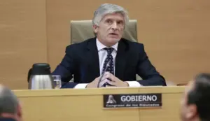 FOTOGRAFÍA. MADRID (ESPAÑA), 28 DE AGOSTO DE 2026. El ministro del Interior del Gobierno de España de Pedro Sánchez Pérez-Castejón, Fernando Grande-Marlaska Gómez (en la imagen); durante su comparecencia en la comisión de Interior del Congreso para informar de la gestión de su departamento en torno a la invasión marroquí de Ceuta que ha provocado una crisis migratoria sin precedentes en la Ciudad Autónoma española de Ceuta. Efe