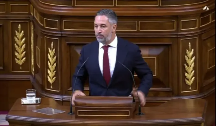 Abascal VOX FOTOGRAFÍA. MADRID (ESPAÑA), 03 DE SEPTIEMBRE DE 2026. El presidente de VOX, Santiago Abascal Conde, registrado durante su intervención en la comparecencia del presidente del Gobierno de España y secretario general del Partido Socialista (PSOE), Pedro Sánchez Pérez-Castejón, sobre la invasión marroquí de Ceuta. Lasvocesdelpueblo (Ñ Pueblo)