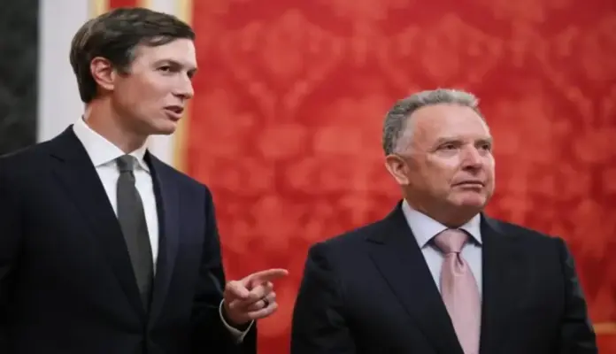 Steven Charles Witkoff (Steve Witkoff), Jared Corey Kushner, Ucrania ataca 14 regiones rusas con 258 drones en plenas negociaciones FOTOGRAFÍA. MOSCÚ (RUSIA), 05 DE SEPTIEMBRE DE 2026. Los enviados especiales del presidente de Estados Unidos de América (EEUU) Donald John Trump, Jared Corey Kushner (i) y Steven Charles Witkoff (Steve Witkoff) (d), este 5 de septiembre en Moscú. Efe