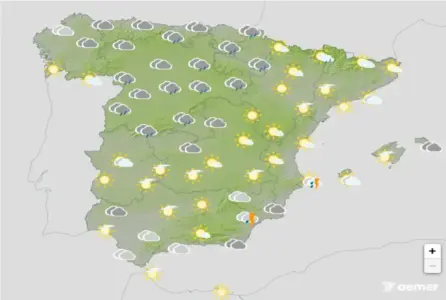 FOTOGRAFÍA. BARCELONA (CATALUÑA) ESPAÑA, 17 DE OCTUBRE DE 2026. Desplome térmico y lluvias torrenciales por la llegada de una DANA este sábado. Infograma de la Agencia Estatal de Meteorología (Aemet) sobre las previsiones meteorológicas para este sábado 17 de octubre de 2026 en toda España. Lasvocesdelpueblo (Ñ Pueblo)