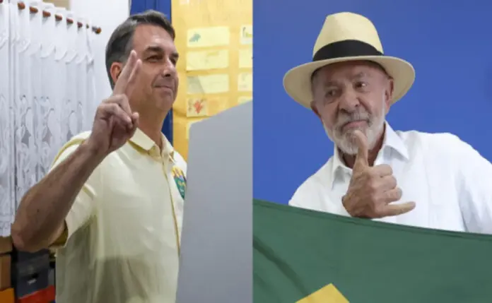 El patriota Bolsonaro tumba los sondeos y arrastra a Lula a la segunda vuelta. Luiz Inácio Lula da Silva (d), Flávio Nantes Bolsonaro (i) FOTOGRAFÍA. BRASILIA, 04 DE OCTUBRE DE 2026. Combo de dos fotografías en el que aparecen el presidente ultraizquierdista brasileño y candidato del socialismo Partido de los Trabajadores (PT) a la reelección, Luiz Inácio Lula da Silva (d), y el senador patriota e hijo del expresidente brasileño Jair Messias Bolsonaro (2019-2022), Flávio Nantes Bolsonaro (i), quienes disputarán la Presidencia brasileña en una segunda vuelta el próximo 25 de octubre, y cuya formación patriota, el Partido Liberal (PL), salió de las urnas este domingo como la mayor fuerza del Senado brasileño, con el control de la tercera parte de la Cámara Alta. EFE