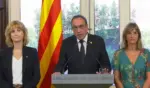 FOTOGRAFÍA. BARCELONA, 01 DE OCTUBRE DE 2026. En una rueda de prensa que ha servido para certificar la impunidad de la que gozan los enemigos de la nación, el presidente del Parlament de Catalunya y dirigente de la facción derechista cobarde y separatista de Junts per Catalunya (JxCat), Josep Rull i Andreu (2i), ha estado flanqueado por la vicepresidente primera de la Mesa, Raquel Sans i Guerra (de la ultraizquierda separatista ERC) (i); la secretaria primera, Glòria Freixa i Vilardell (JxCat) (2d); y el secretario segundo de la Mesa, Juli Fernàndez Olivares (ERC) (d). Lasvocesdelpueblo (Ñ Pueblo)