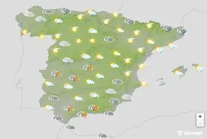 FOTOGRAFÍA. BARCELONA (CATALUÑA) ESPAÑA, 04 DE OCTUBRE DE 2026. La Aemet alerta de lluvias torrenciales de hasta 200 litros en Barcelona y Girona. Infograma de la Agencia Estatal de Meteorología (Aemet) sobre las previsiones meteorológicas para este domingo 04 de octubre de 2026 en toda España. Lasvocesdelpueblo (Ñ Pueblo)